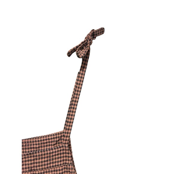 Easel Over Alls Red Bean Size M Womens Tie Straps Casual Relaxed Plaid - Picture 5 of 8